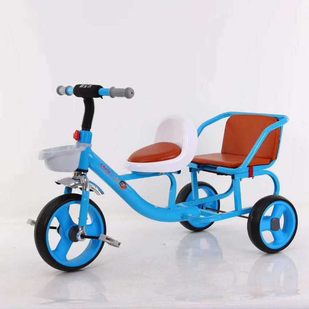 Kids Double Seat Tricycle Twins Tricycle  with Storage Bin,Riding Toy for aged 1.5 years to 6 years For Boys Girls