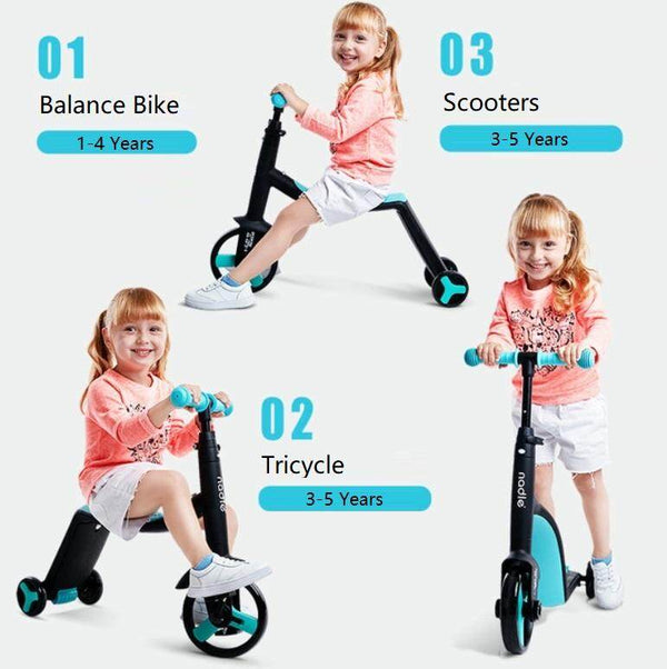 Multifunctional 3 in 1 Kids Balance Bike / Scooter / Tricycle With Hand Push Rod